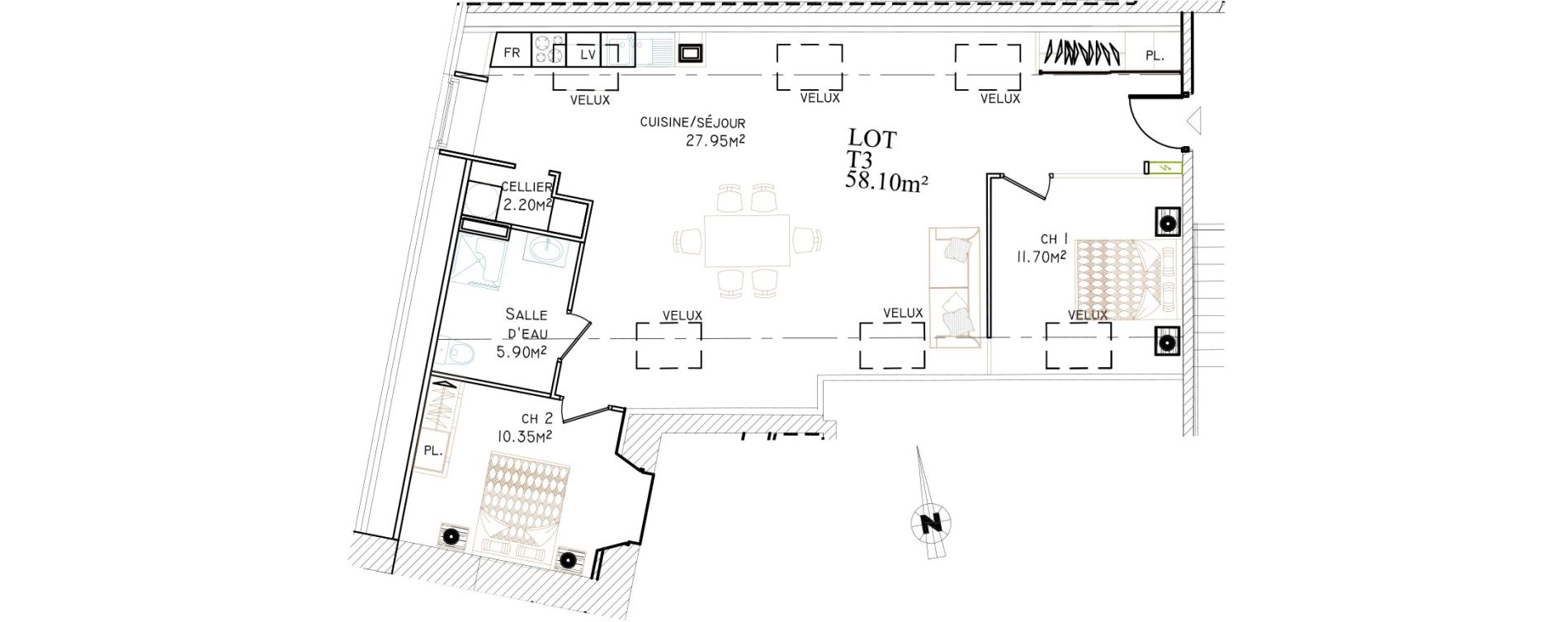 Appartement T2 de 58,10 m2 &agrave; Saint-Brieuc Centre