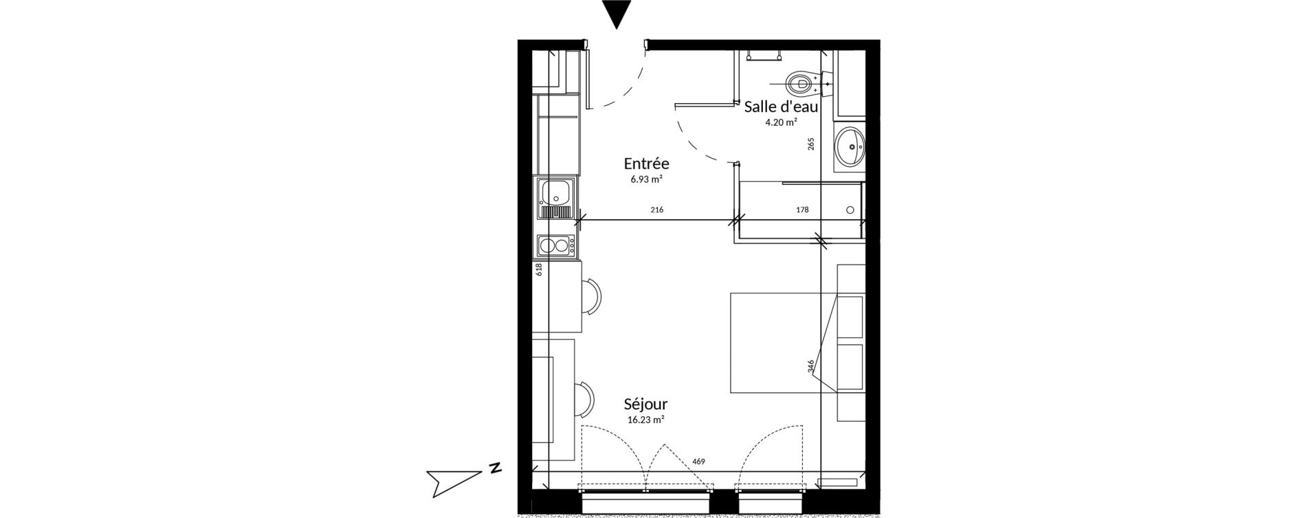 Appartement T1 de 27,36 m2 &agrave; Saint-Brieuc La croix lambert