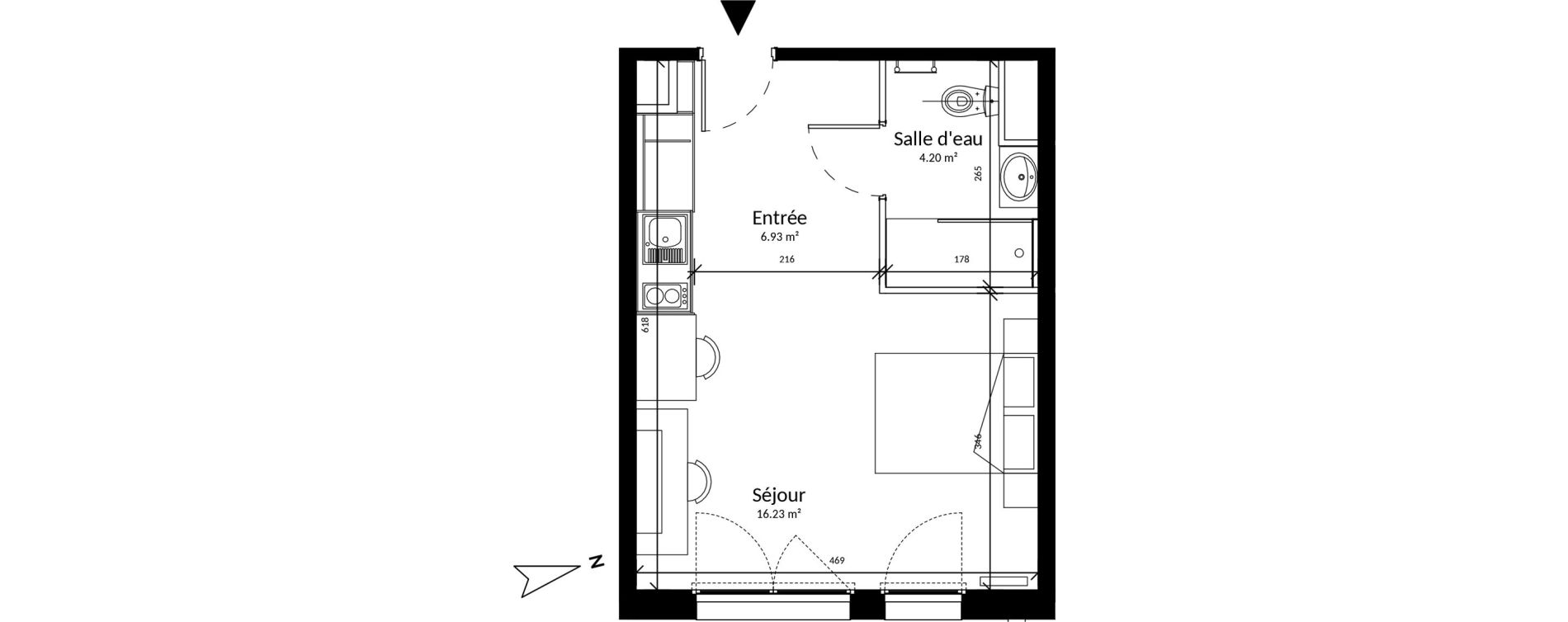 Appartement T1 de 27,36 m2 &agrave; Saint-Brieuc La croix lambert