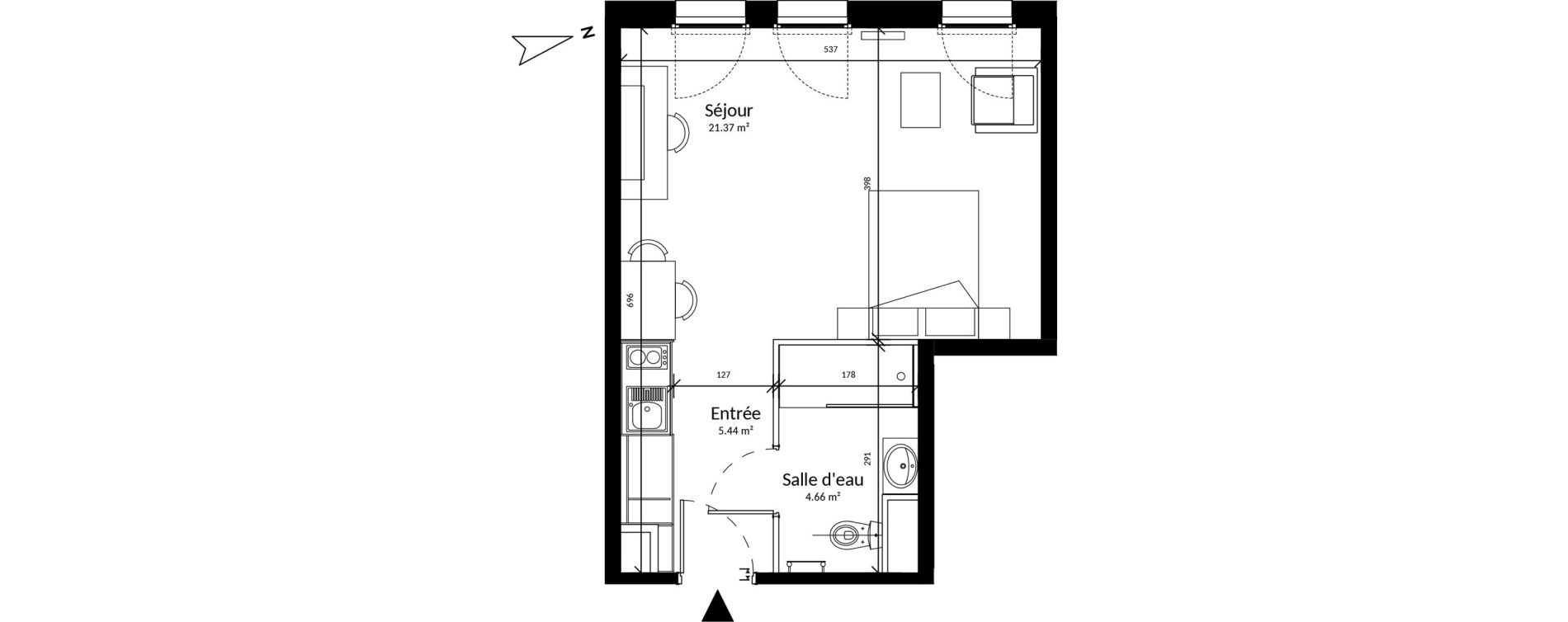 Appartement T1 de 31,47 m2 &agrave; Saint-Brieuc La croix lambert