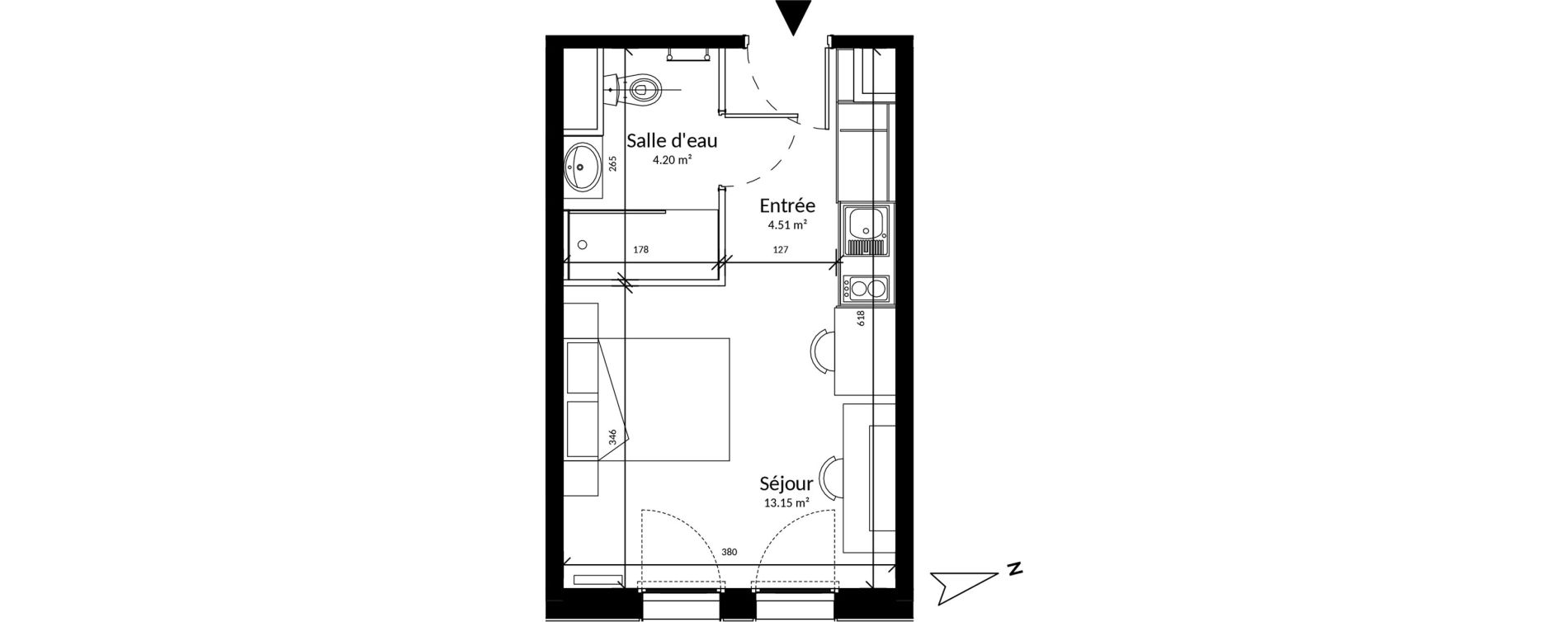 Appartement T1 de 21,86 m2 &agrave; Saint-Brieuc La croix lambert