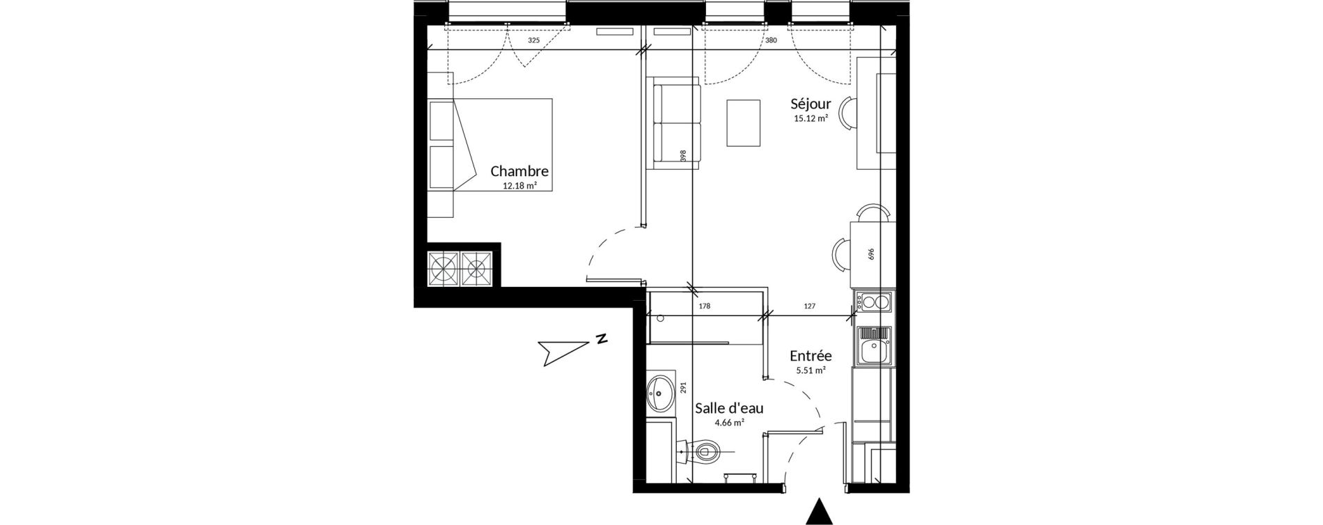 Appartement T2 de 37,47 m2 &agrave; Saint-Brieuc La croix lambert
