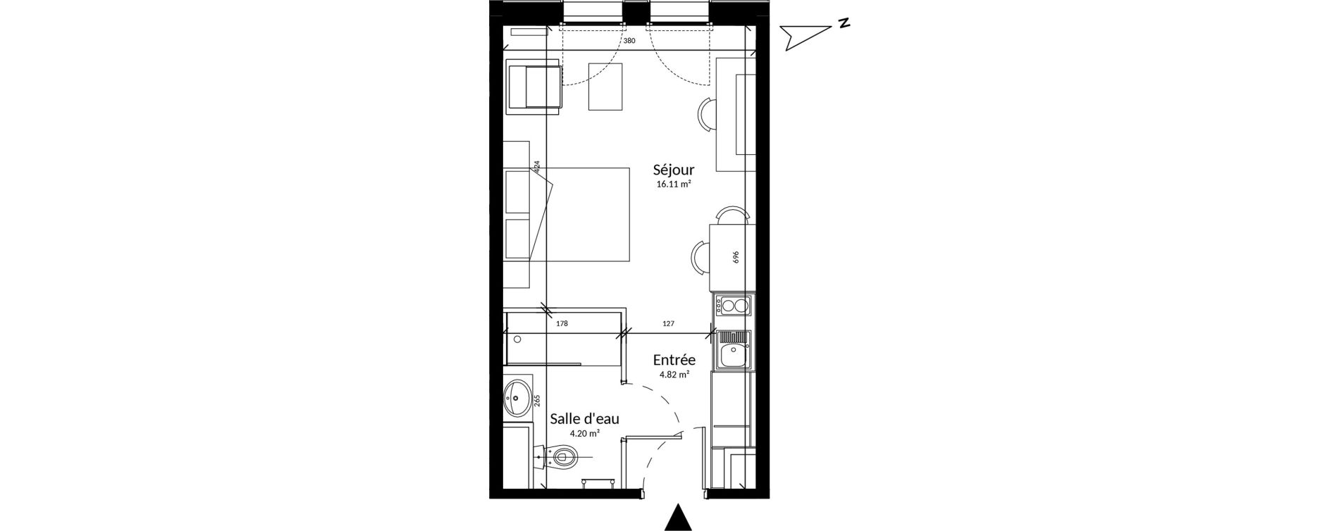 Appartement T1 de 25,13 m2 &agrave; Saint-Brieuc La croix lambert