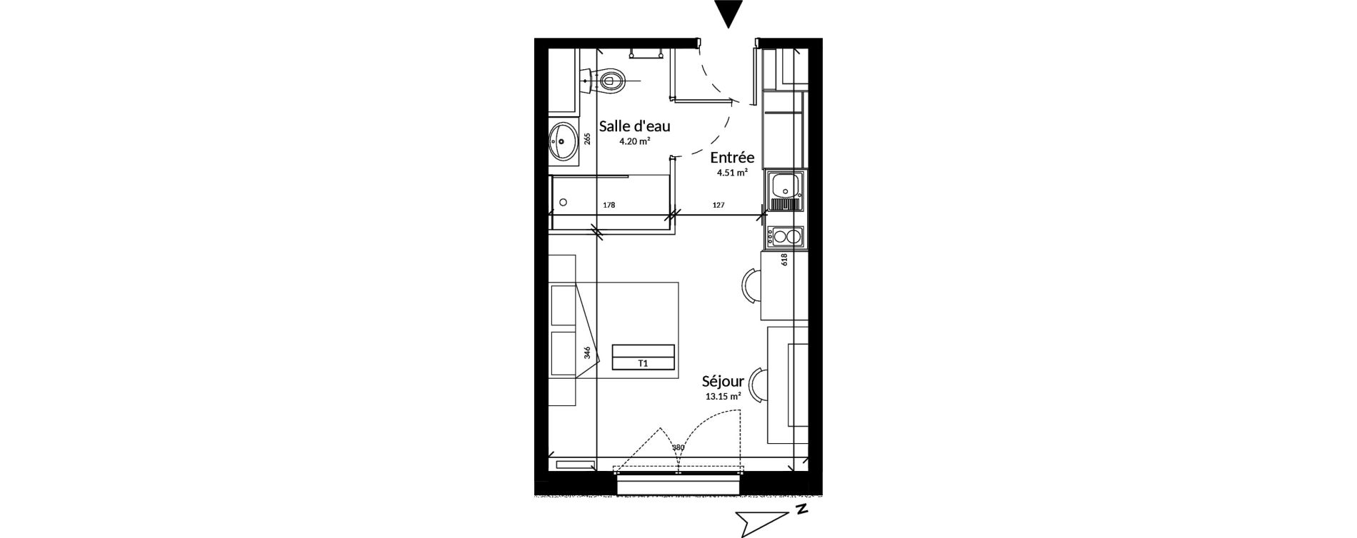 Appartement T1 de 21,86 m2 &agrave; Saint-Brieuc La croix lambert