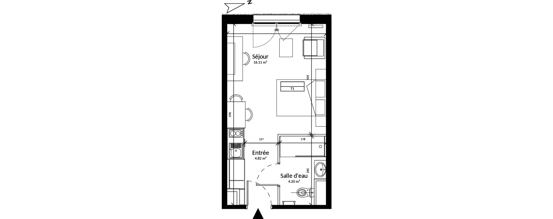Appartement T1 de 25,13 m2 &agrave; Saint-Brieuc La croix lambert