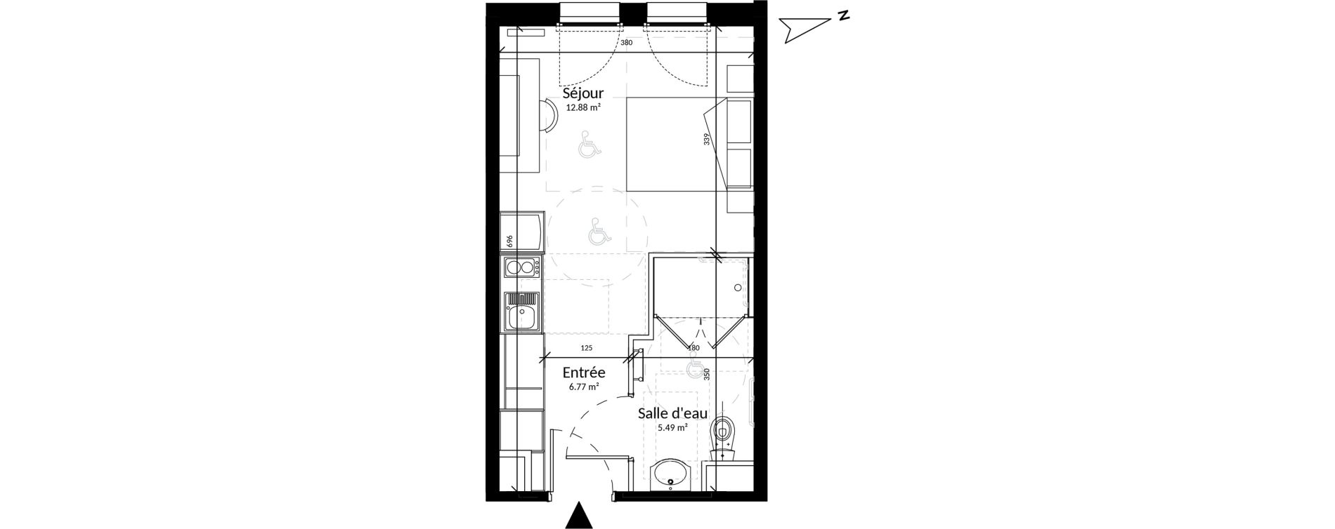 Appartement T1 de 25,14 m2 &agrave; Saint-Brieuc La croix lambert
