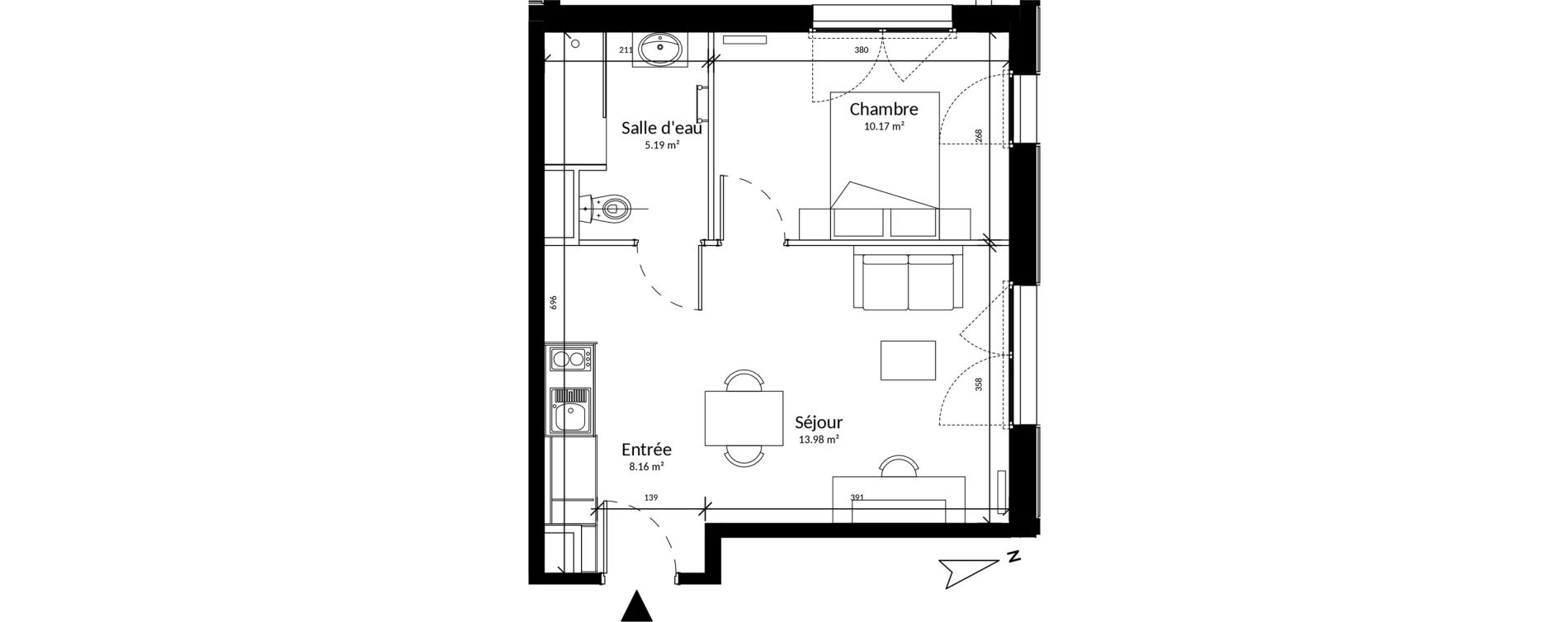 Appartement T2 de 37,50 m2 &agrave; Saint-Brieuc La croix lambert