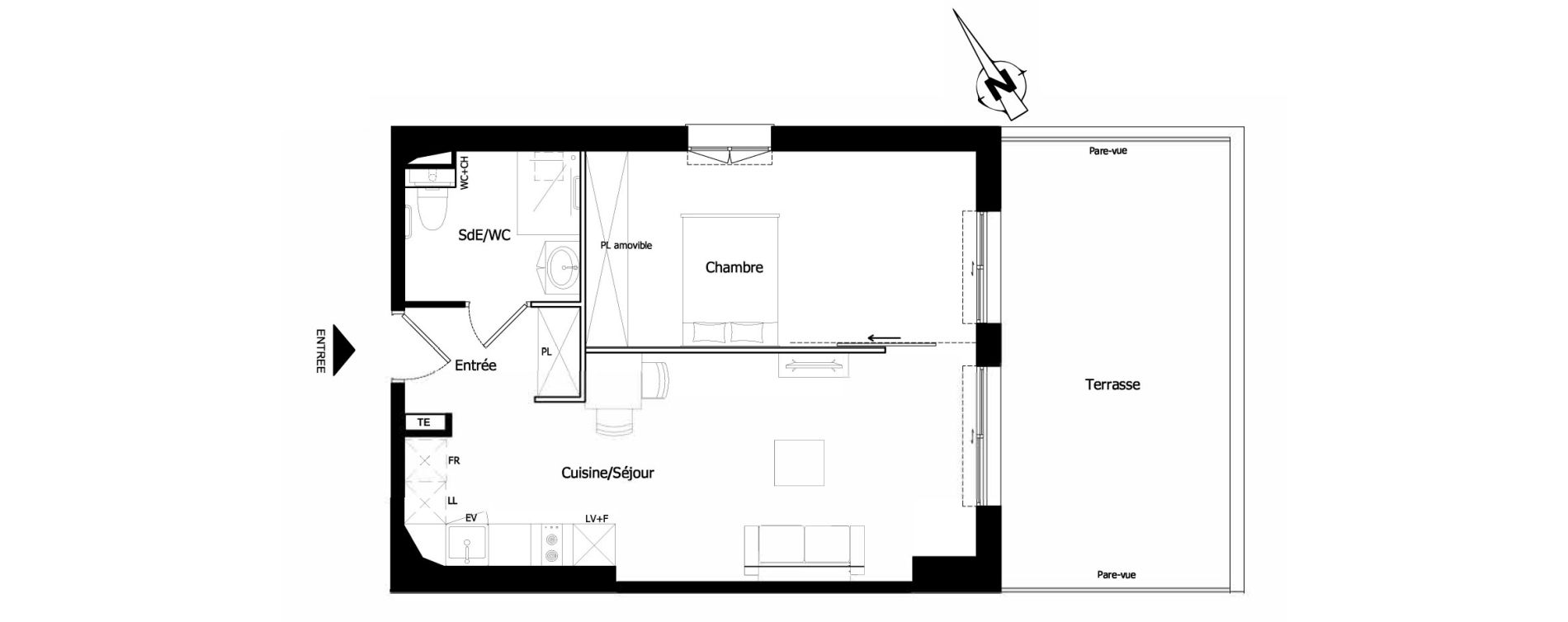 Appartement T2 de 47,34 m2 &agrave; Saint-Brieuc Charner