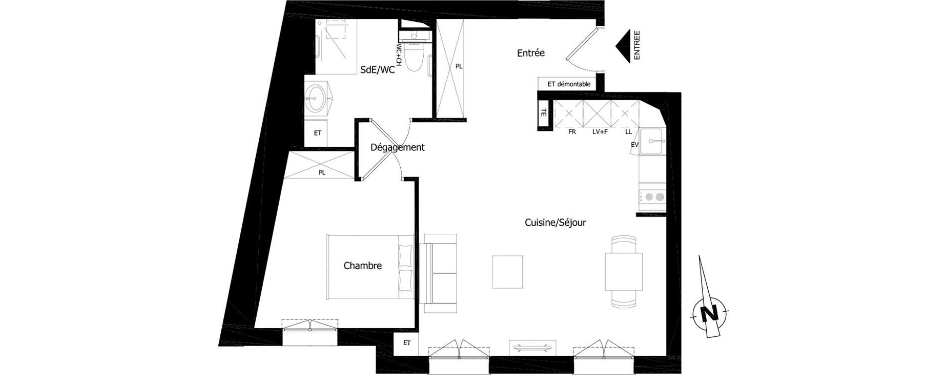 Appartement T2 de 53,37 m2 &agrave; Saint-Brieuc Charner