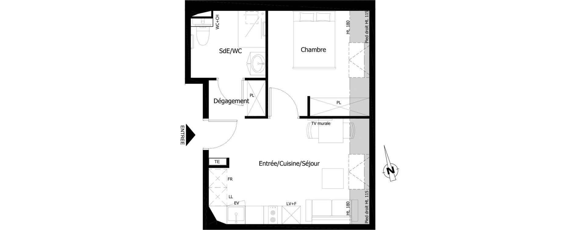 Appartement T2 de 33,24 m2 &agrave; Saint-Brieuc Charner