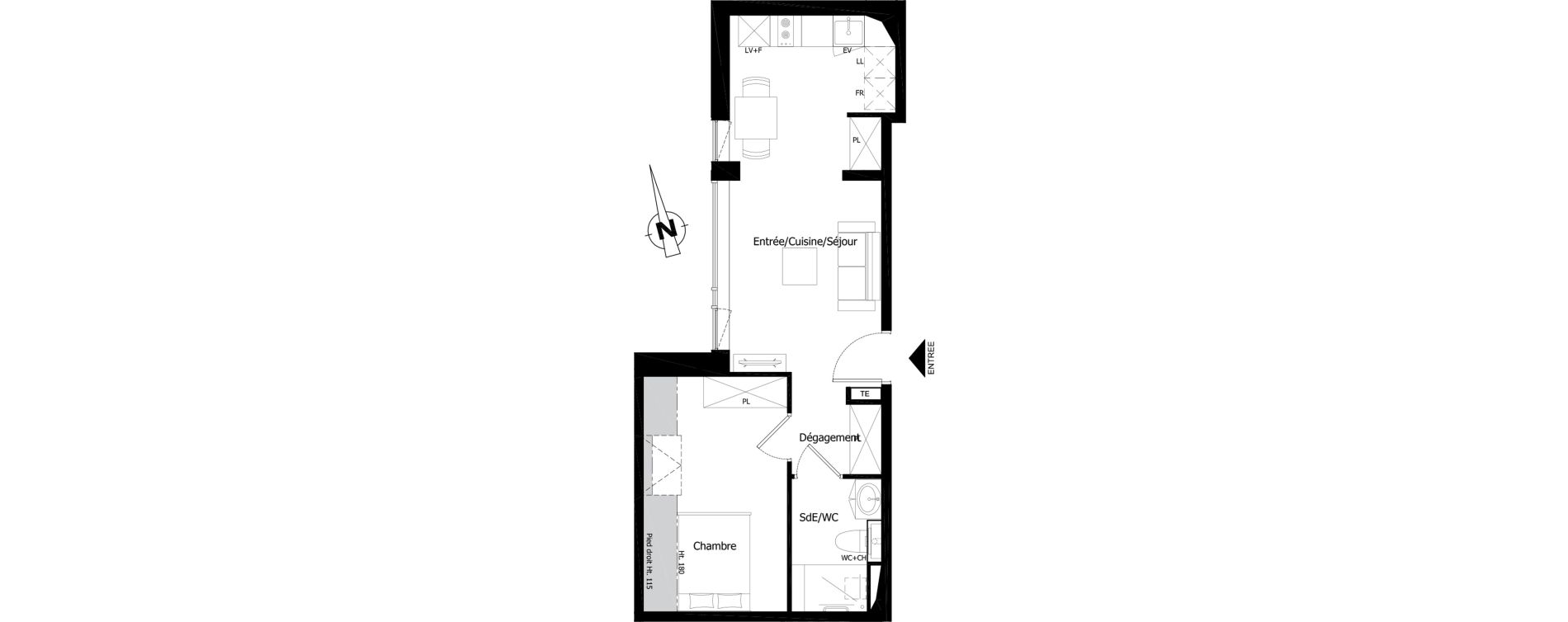 Appartement T2 de 37,12 m2 &agrave; Saint-Brieuc Charner
