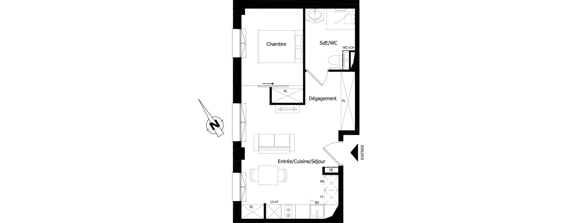 Appartement T2 de 37,99 m2 &agrave; Saint-Brieuc Charner
