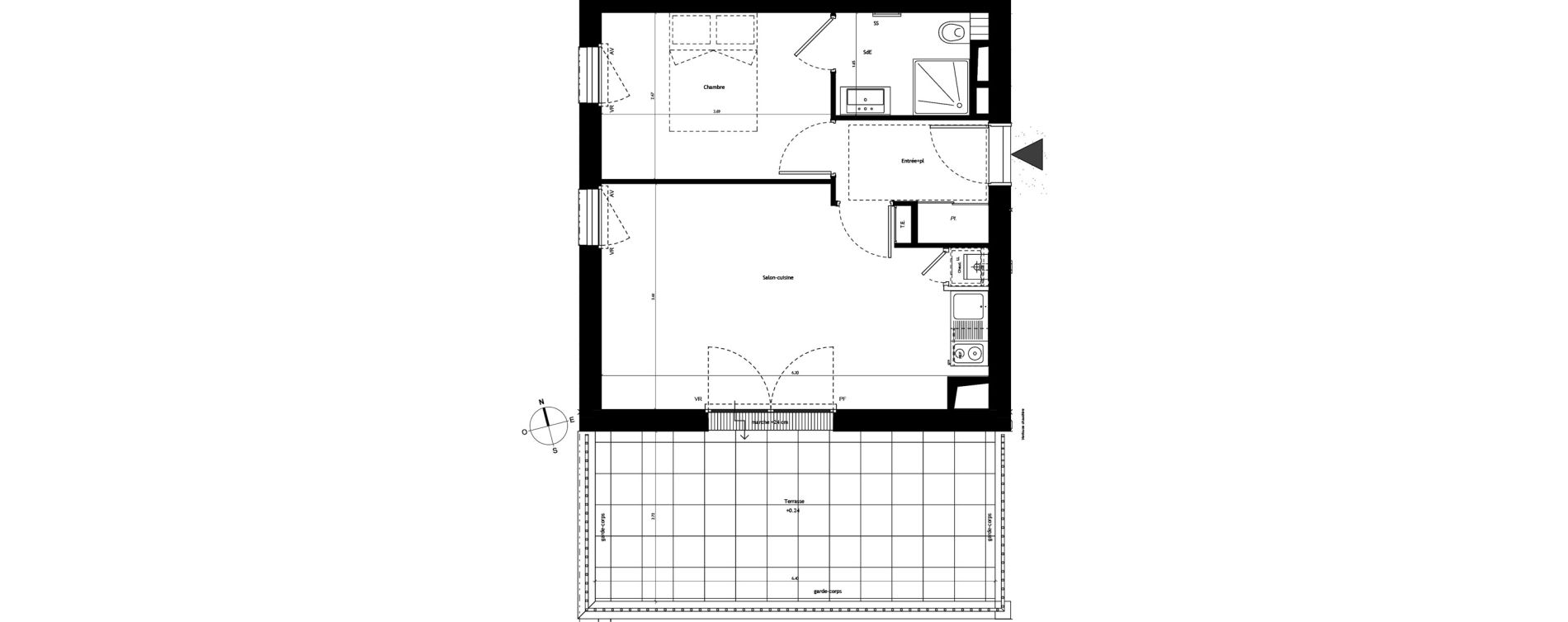 Appartement T2 de 37,55 m2 &agrave; Saint-Brieuc Les villes dorees