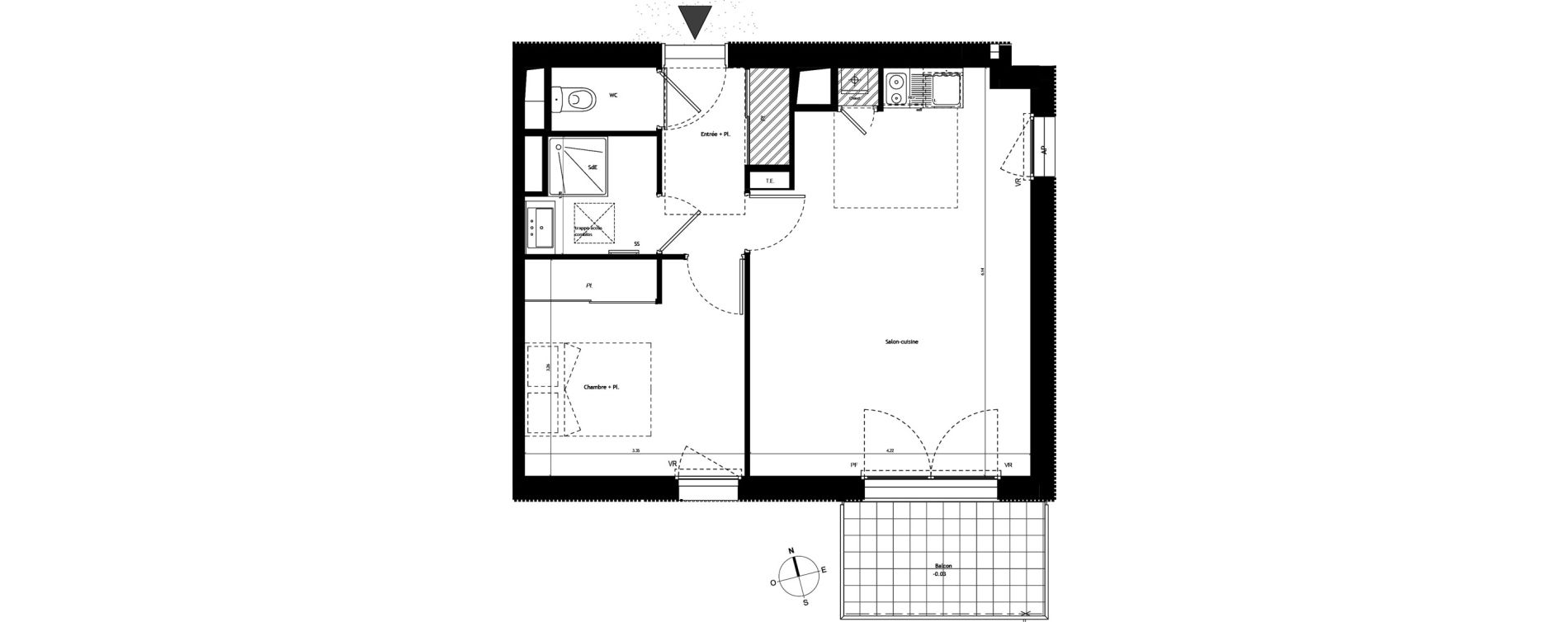 Appartement T2 de 43,25 m2 &agrave; Saint-Brieuc Les villes dorees