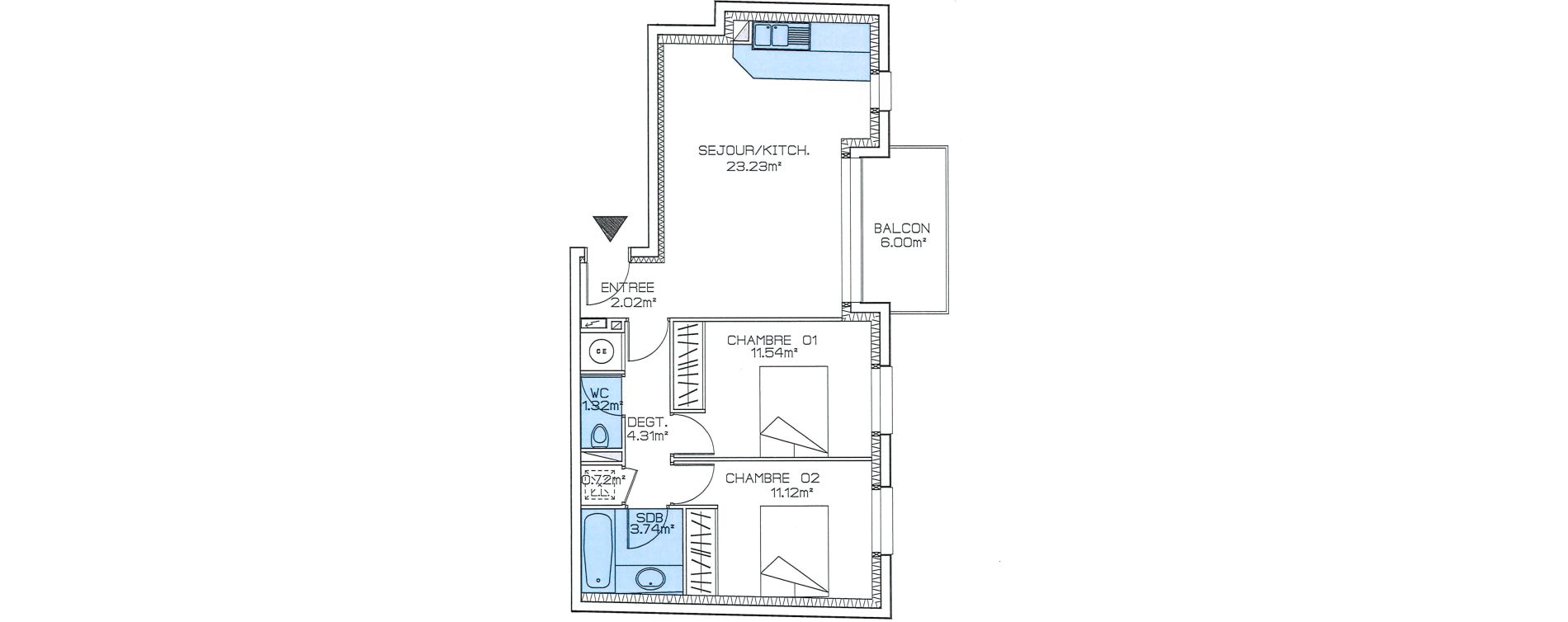 Appartement T3 de 58,00 m2 &agrave; Saint-Cast-Le-Guildo Centre