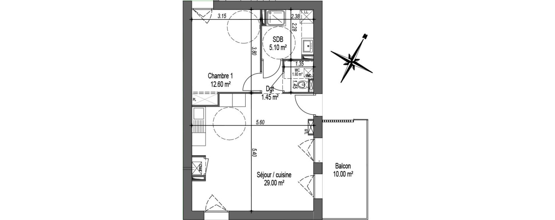 Appartement T2 de 49,95 m2 &agrave; Saint-Quay-Portrieux Centre