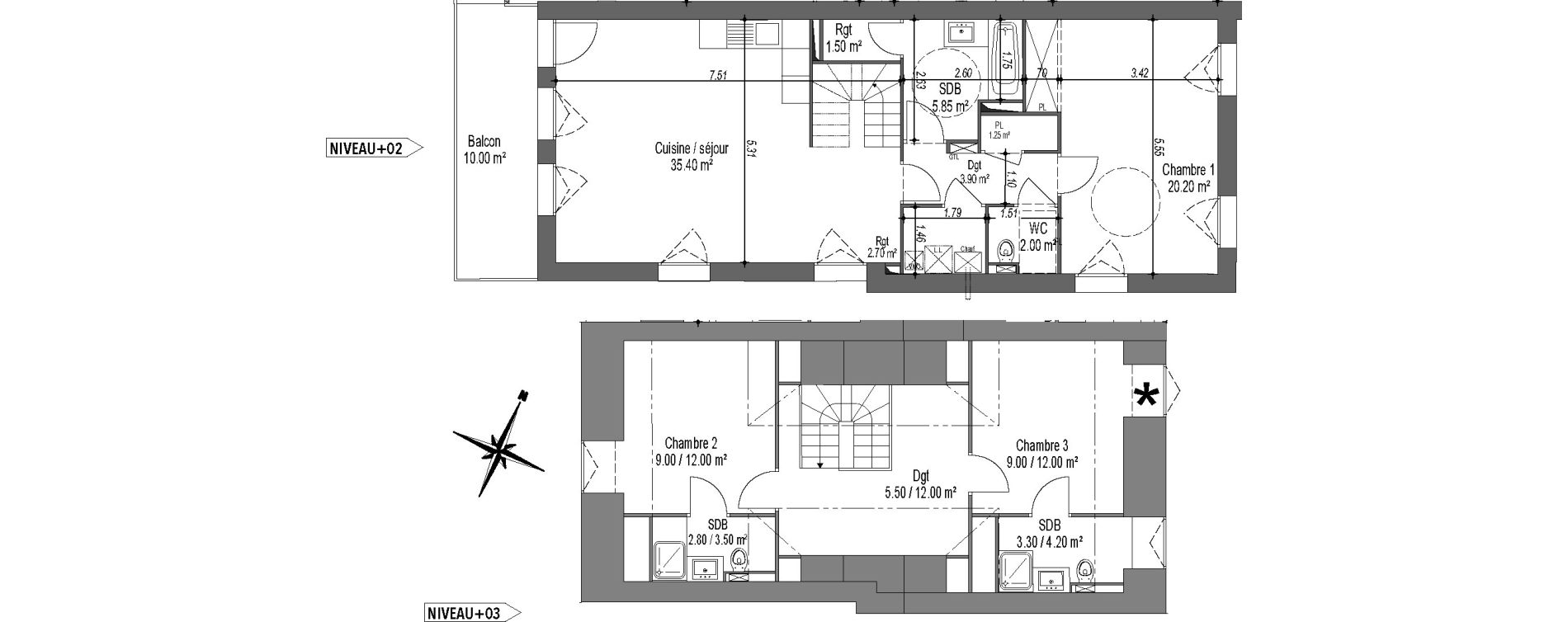 Duplex T4 de 102,40 m2 &agrave; Saint-Quay-Portrieux Centre