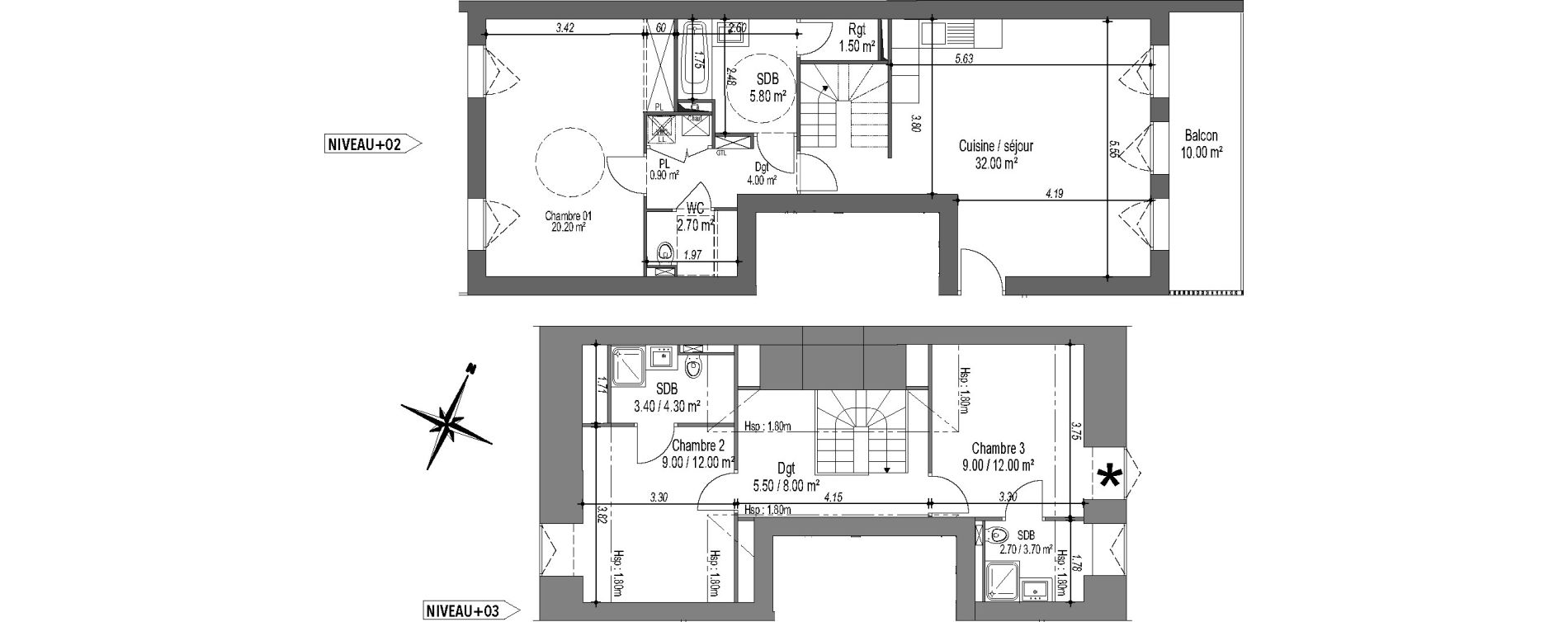 Duplex T4 de 96,70 m2 &agrave; Saint-Quay-Portrieux Centre