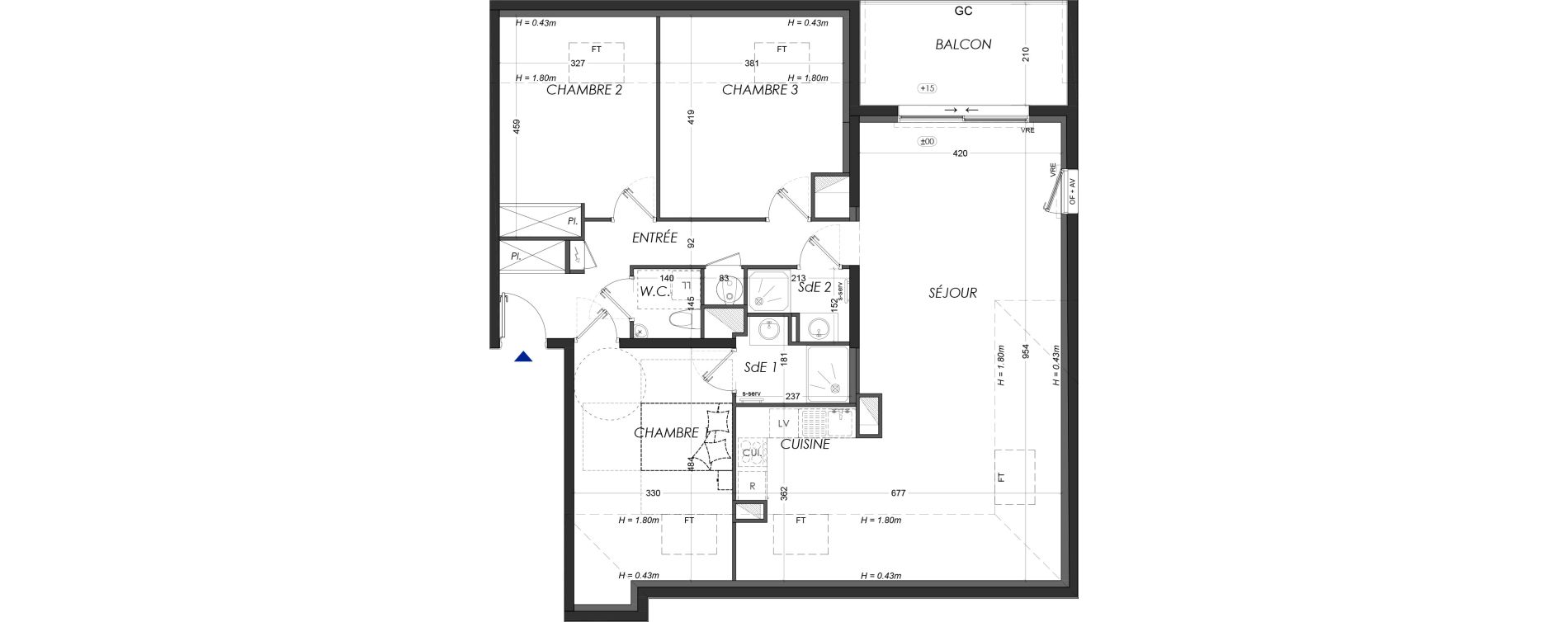 Appartement T4 de 84,55 m2 &agrave; Tr&eacute;beurden Centre