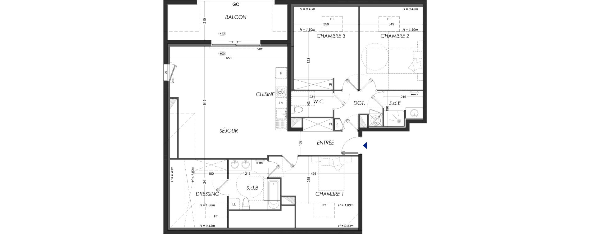 Appartement T4 de 99,95 m2 &agrave; Tr&eacute;beurden Centre