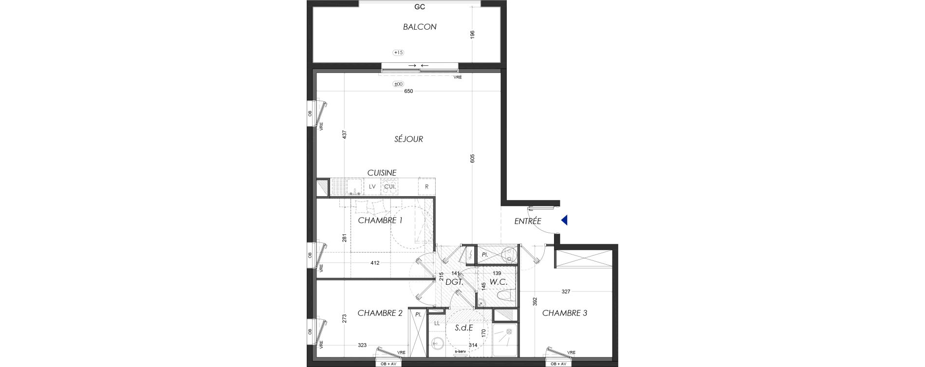 Appartement T4 de 79,65 m2 &agrave; Tr&eacute;beurden Centre