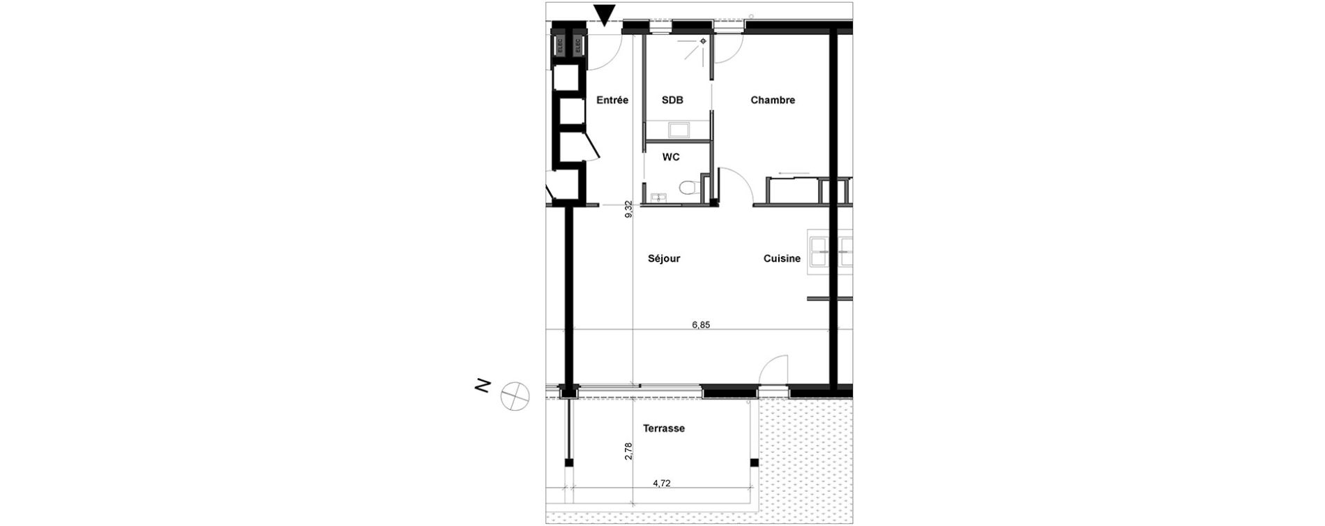 Appartement T2 de 60,63 m2 &agrave; B&eacute;nodet Centre