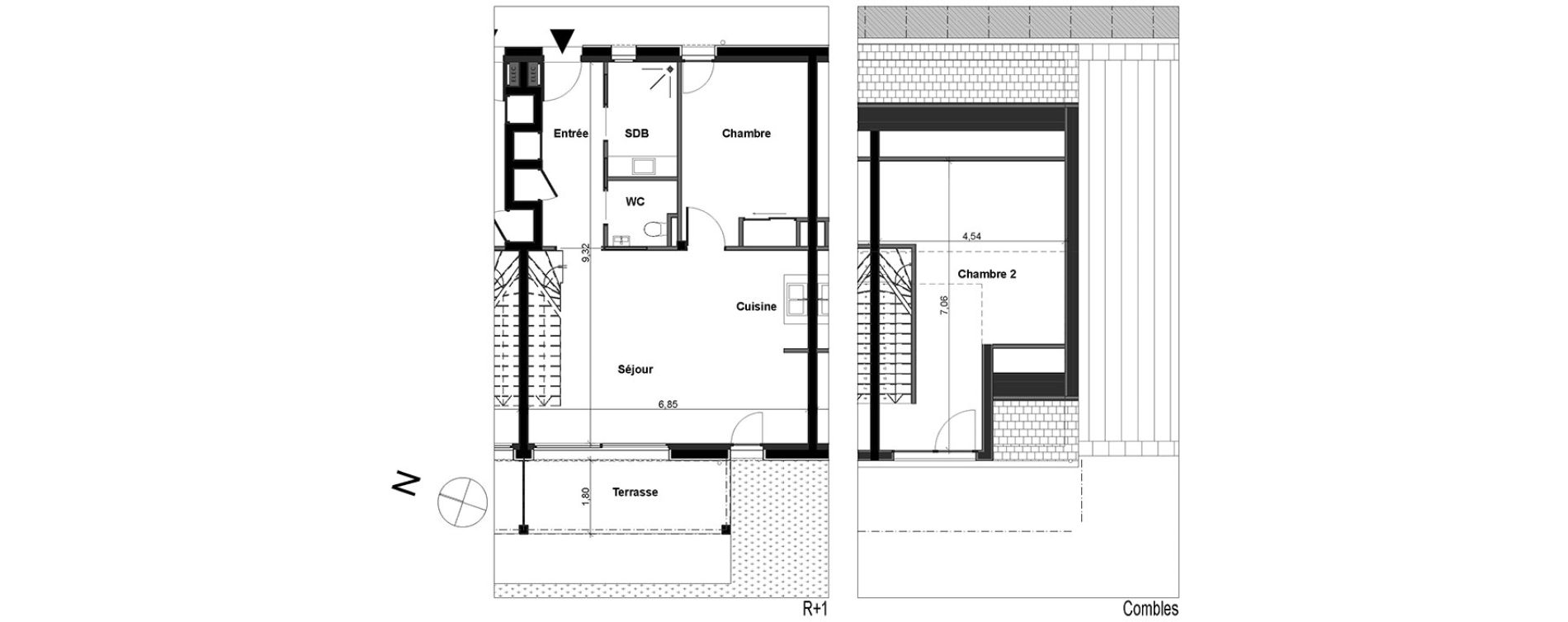 Duplex T3 de 79,14 m2 &agrave; B&eacute;nodet Centre