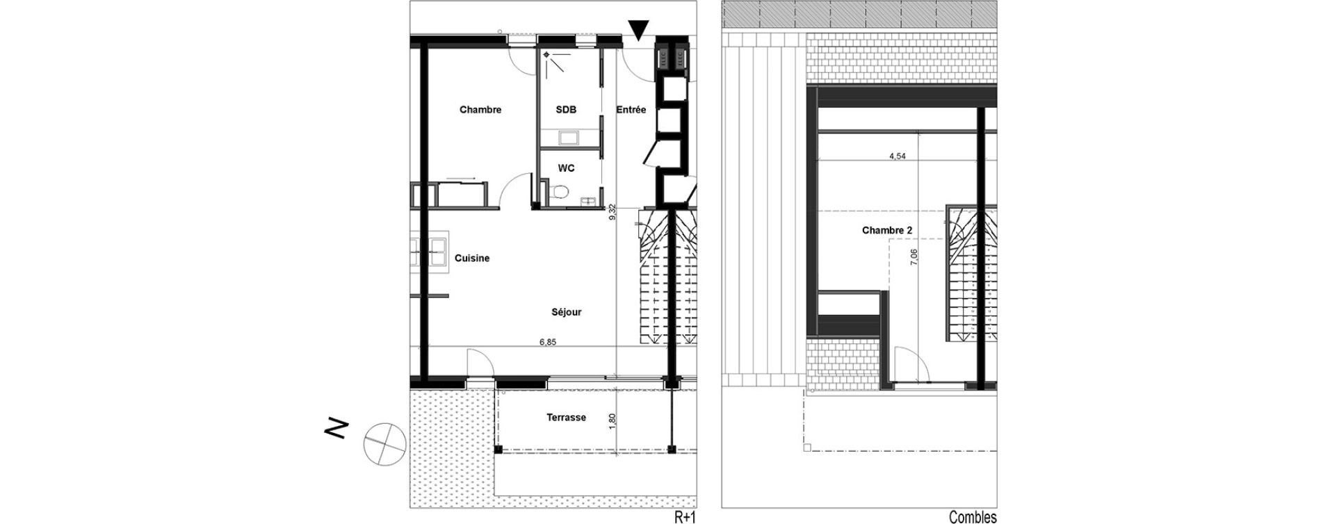 Duplex T3 de 79,14 m2 &agrave; B&eacute;nodet Centre