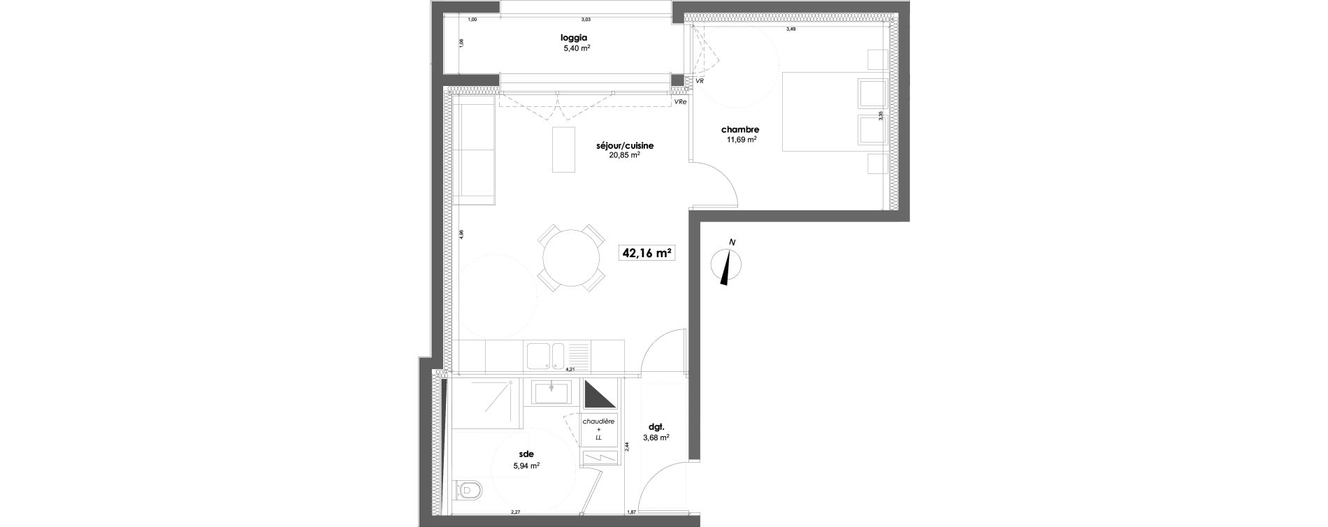 Appartement T2 de 42,16 m2 à Brest Lambezellec