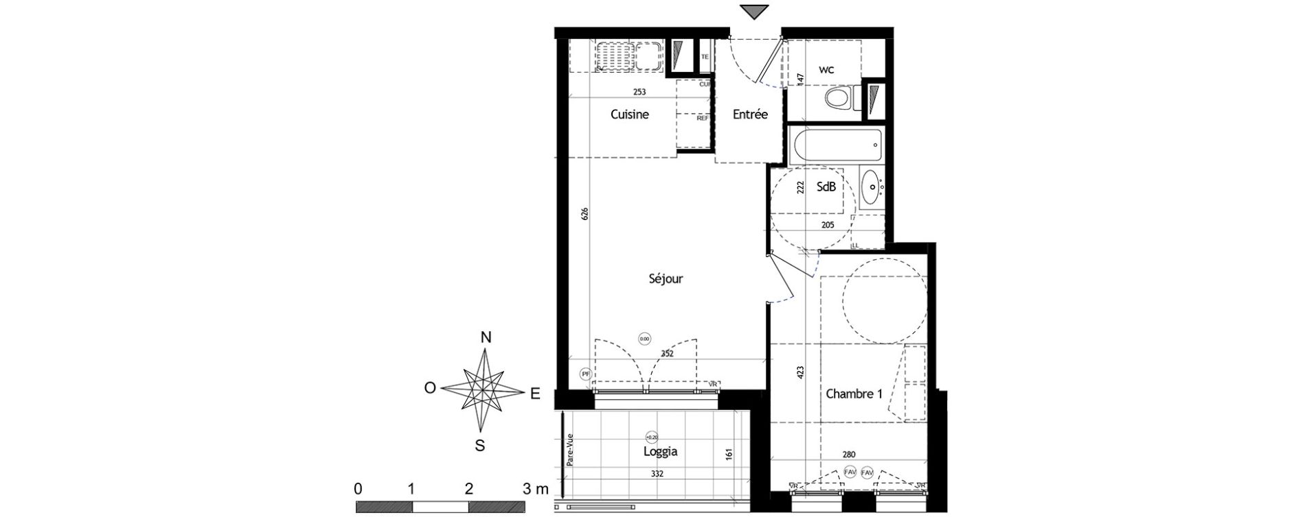 Appartement T2 de 40,47 m2 &agrave; Brest Quatre moulins