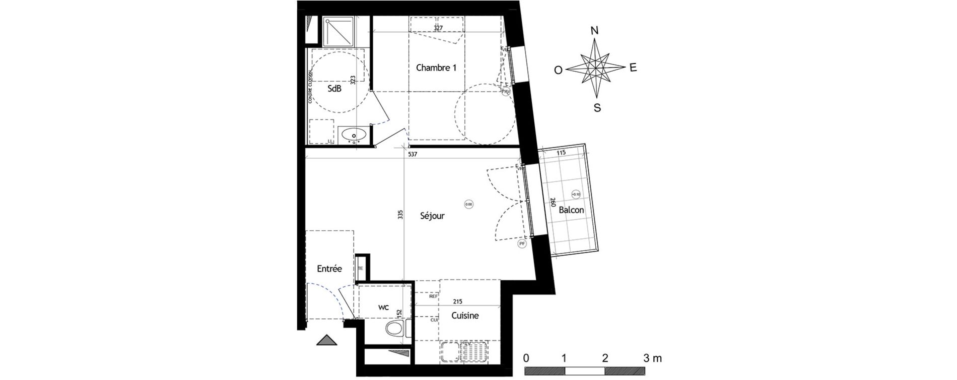 Appartement T2 de 41,84 m2 &agrave; Brest Quatre moulins