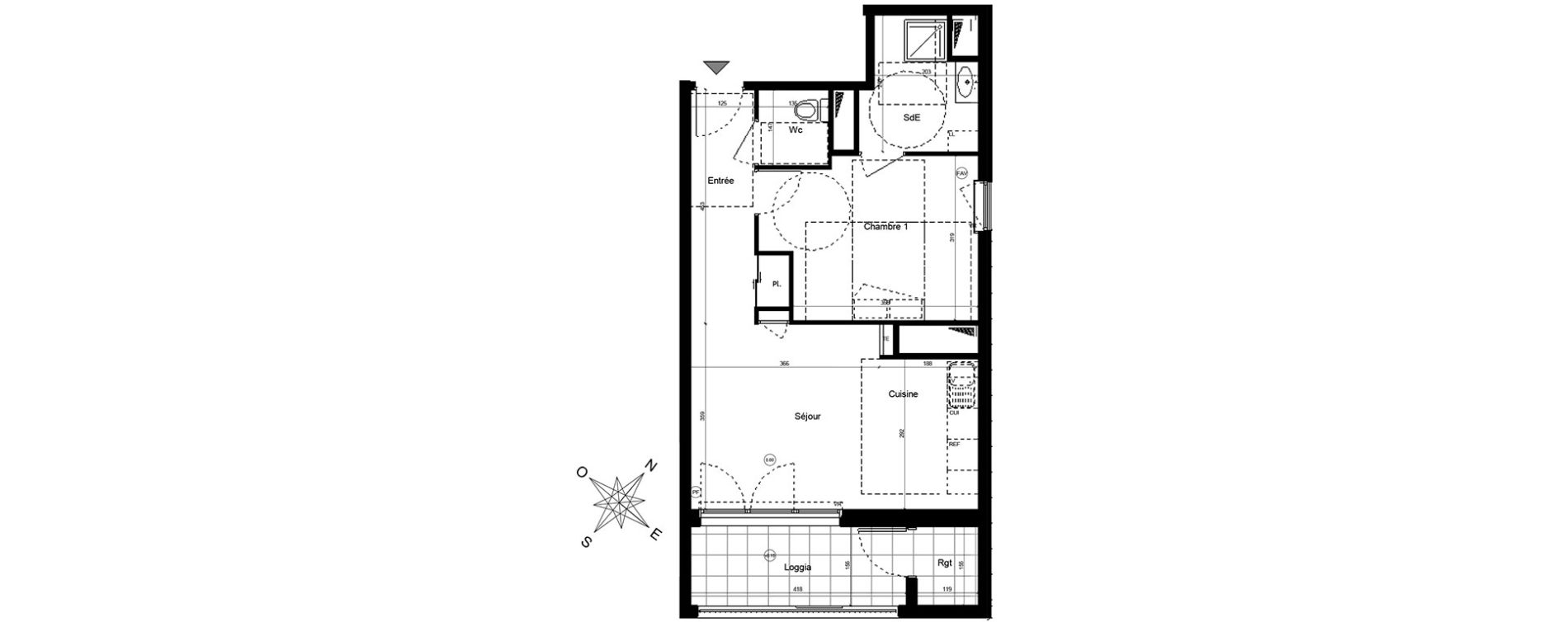 Appartement T2 de 44,45 m2 &agrave; Brest Quatre moulins