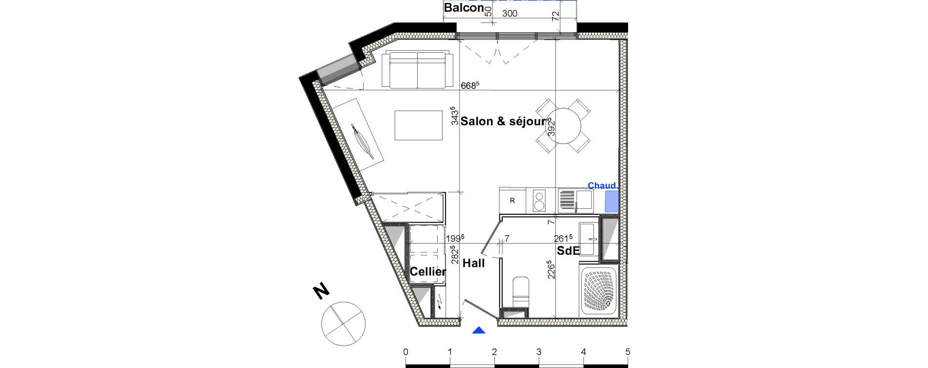 Appartement T1 bis de 32,94 m2 &agrave; Brest Saint marc