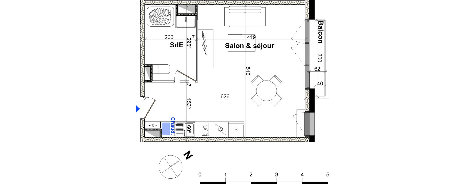 Appartement T1 bis de 31,23 m2 &agrave; Brest Saint marc