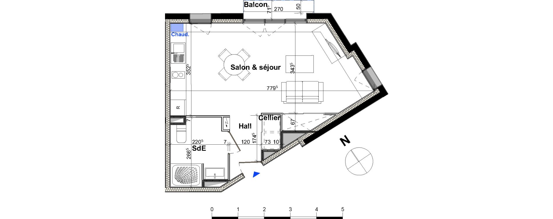 Appartement T1 bis de 34,00 m2 &agrave; Brest Saint marc