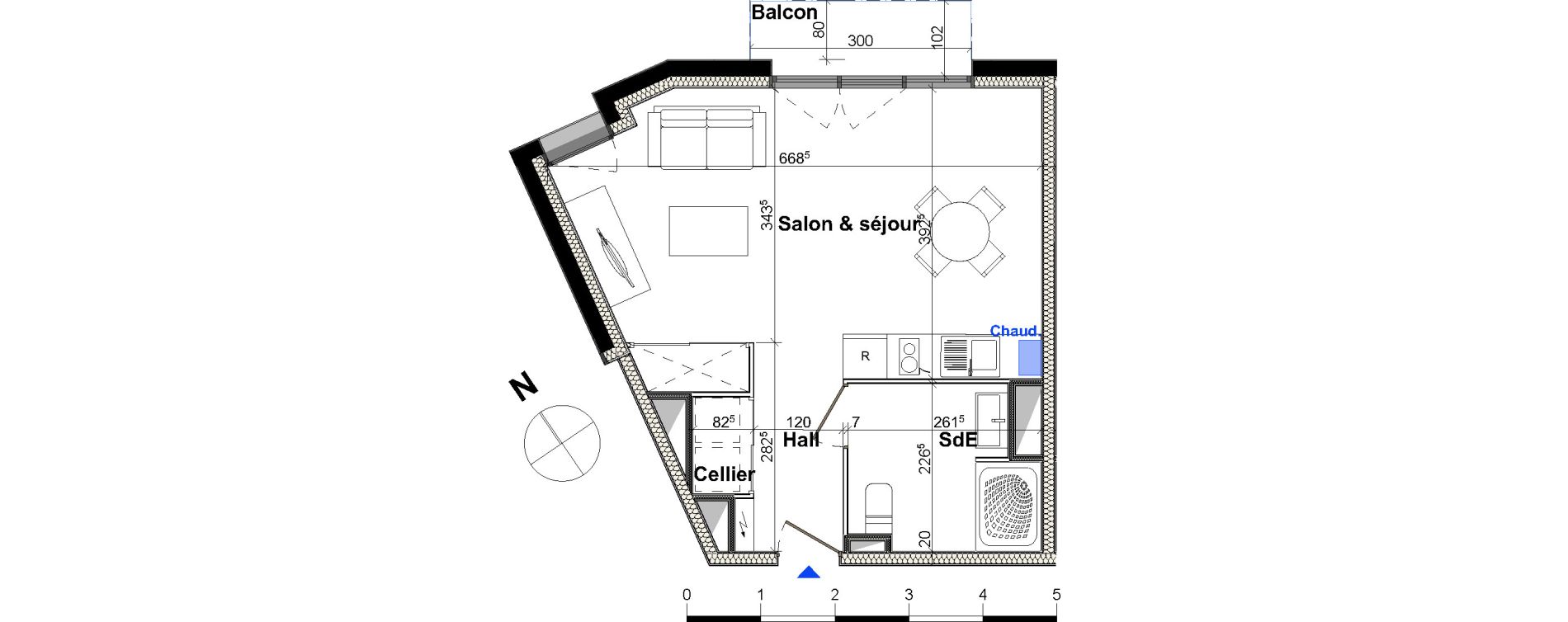 Appartement T1 bis de 32,97 m2 &agrave; Brest Saint marc