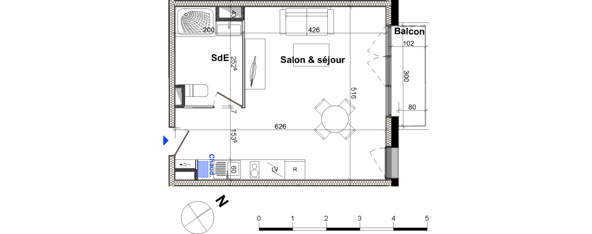 Appartement T1 bis de 31,13 m2 &agrave; Brest Saint marc