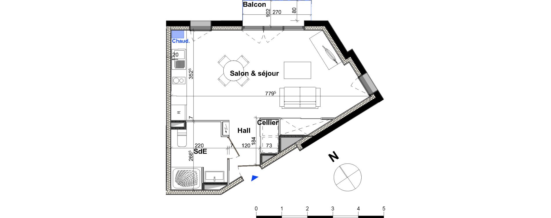 Appartement T1 bis de 34,02 m2 &agrave; Brest Saint marc