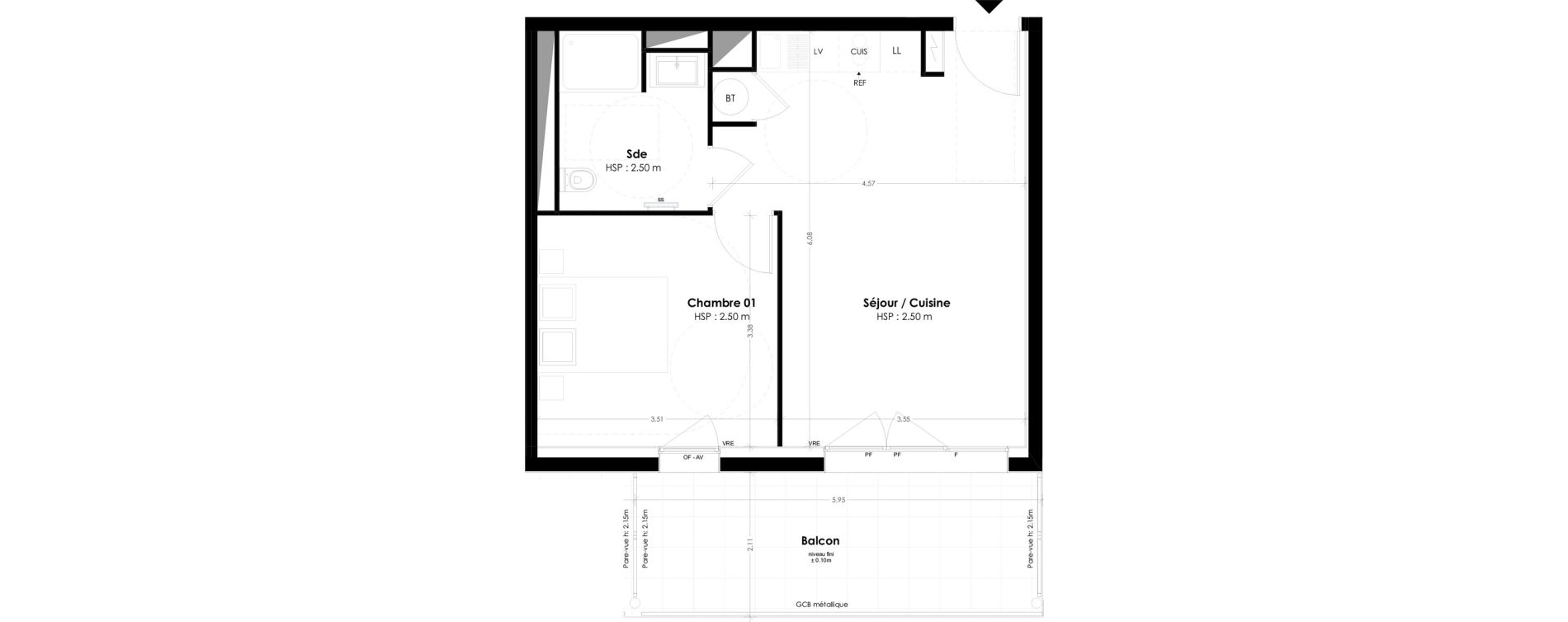 Appartement T2 de 41,14 m2 &agrave; Brest Saint marc