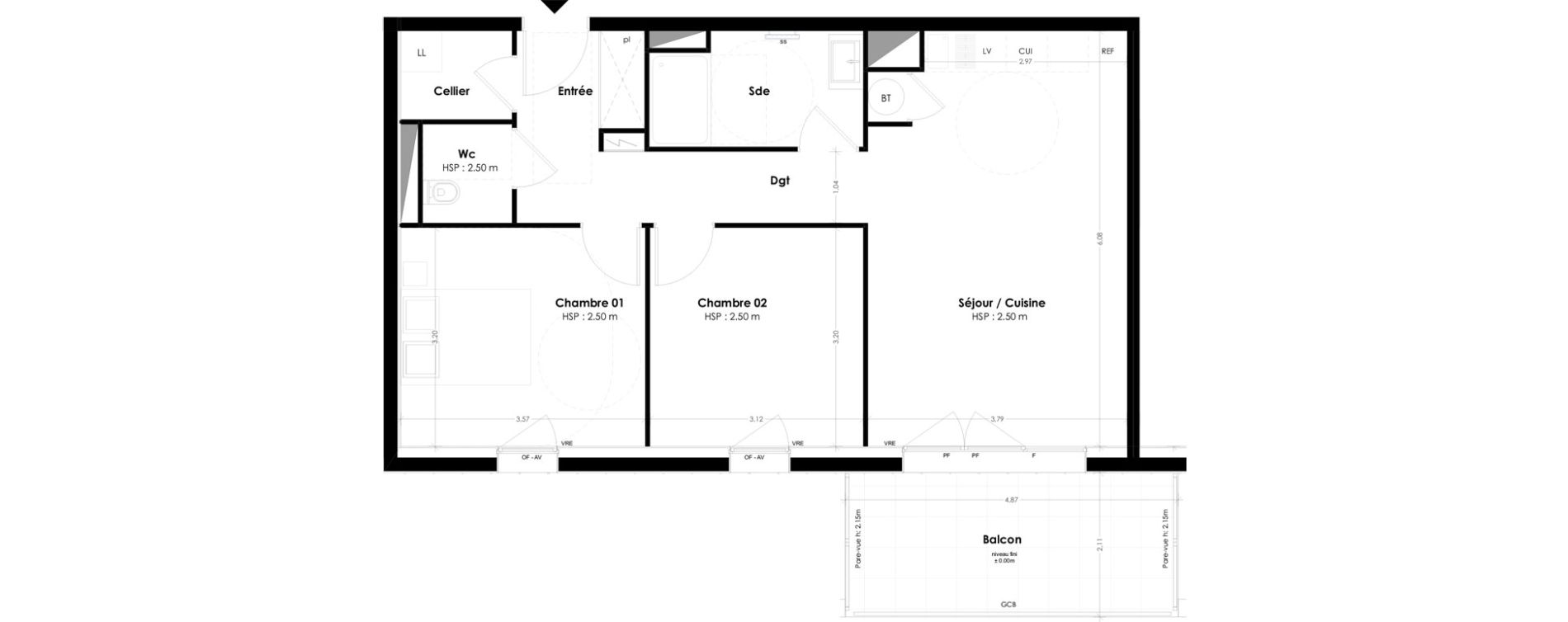 Appartement T3 de 61,66 m2 &agrave; Brest Saint marc