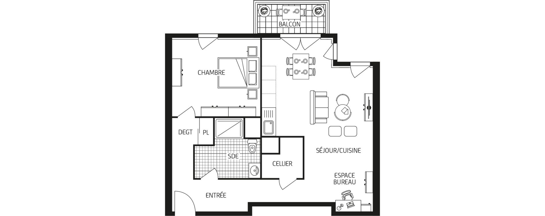 Appartement T2 bis de 55,73 m2 &agrave; Brest Poulleder - kernabat