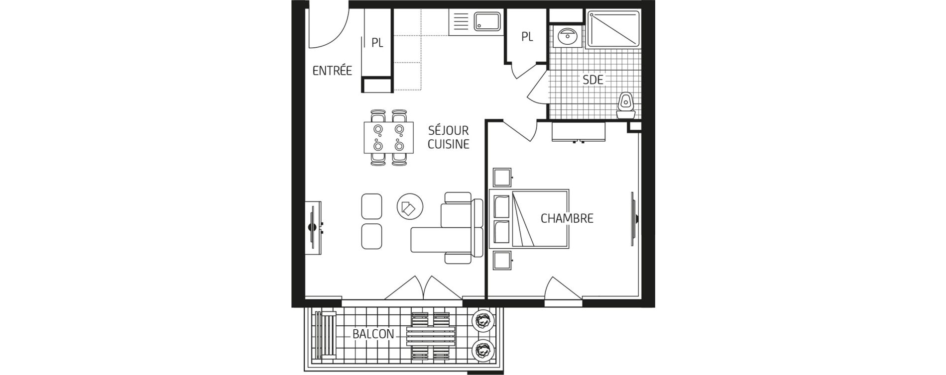Appartement T2 de 45,21 m2 &agrave; Brest Poulleder - kernabat