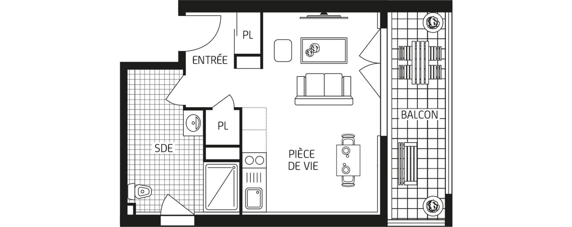 Appartement T1 bis de 28,15 m2 &agrave; Brest Poulleder - kernabat