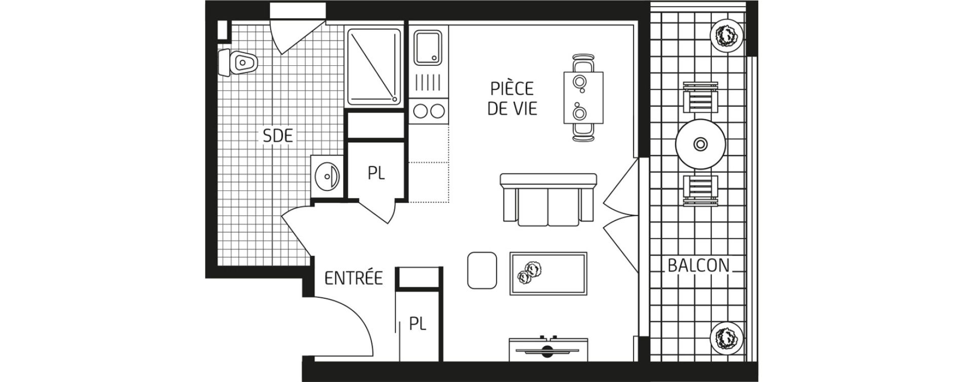 Appartement T1 bis de 28,15 m2 &agrave; Brest Poulleder - kernabat