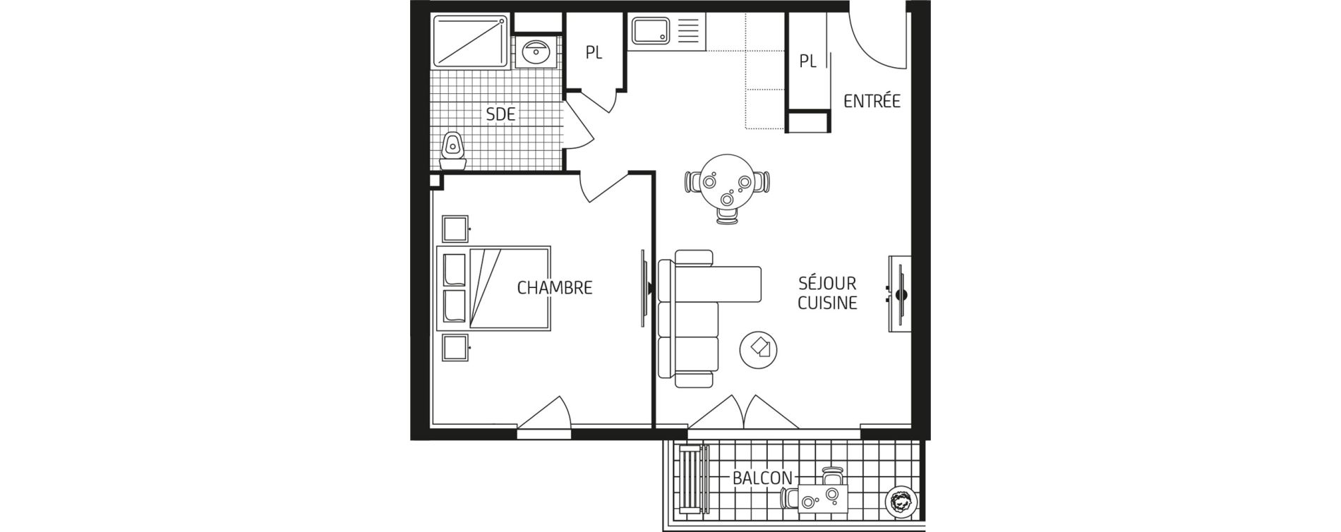 Appartement T2 de 45,19 m2 &agrave; Brest Poulleder - kernabat