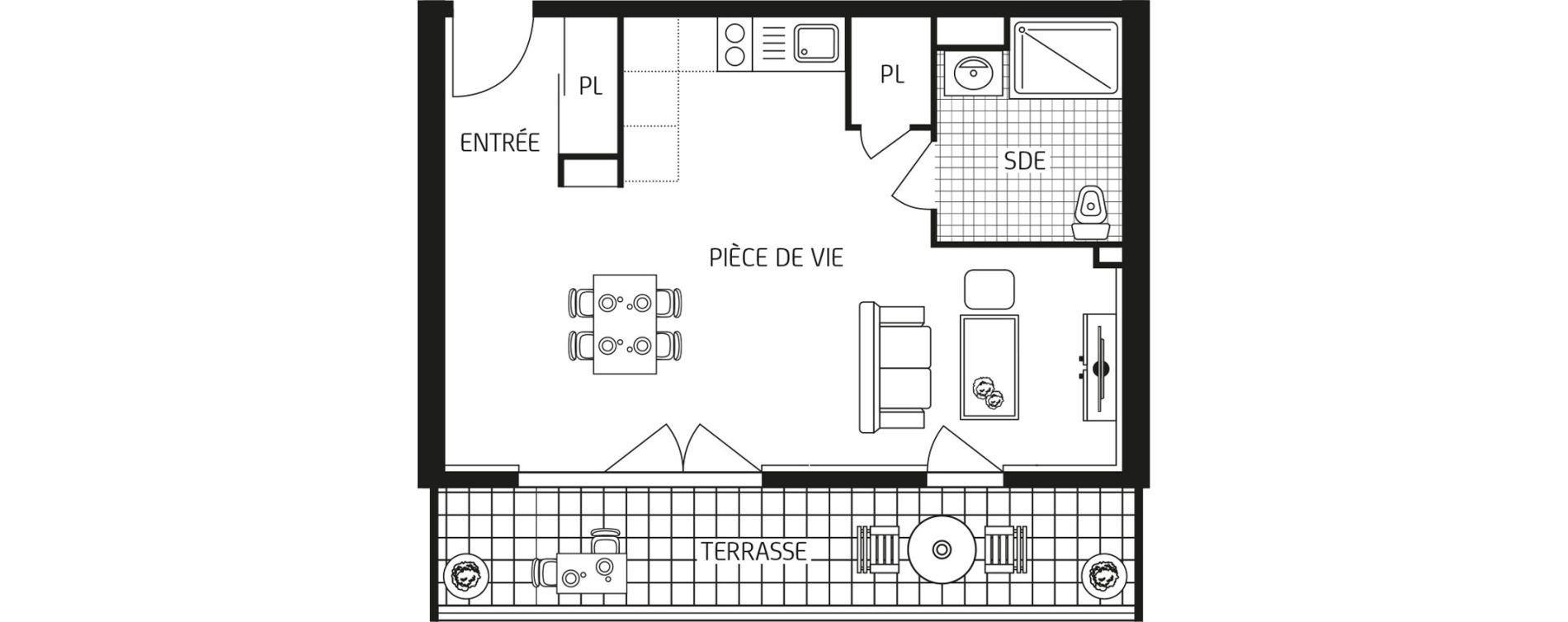 Appartement T1 bis de 35,04 m2 &agrave; Brest Poulleder - kernabat
