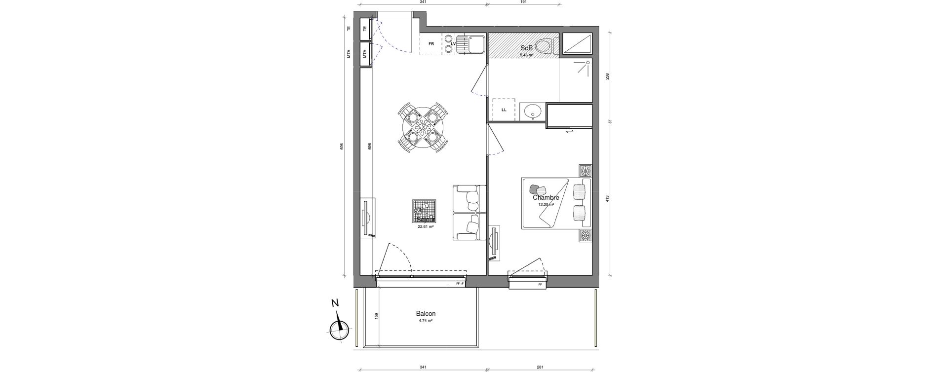 Appartement T2 de 40,27 m2 &agrave; Brest Lambezellec