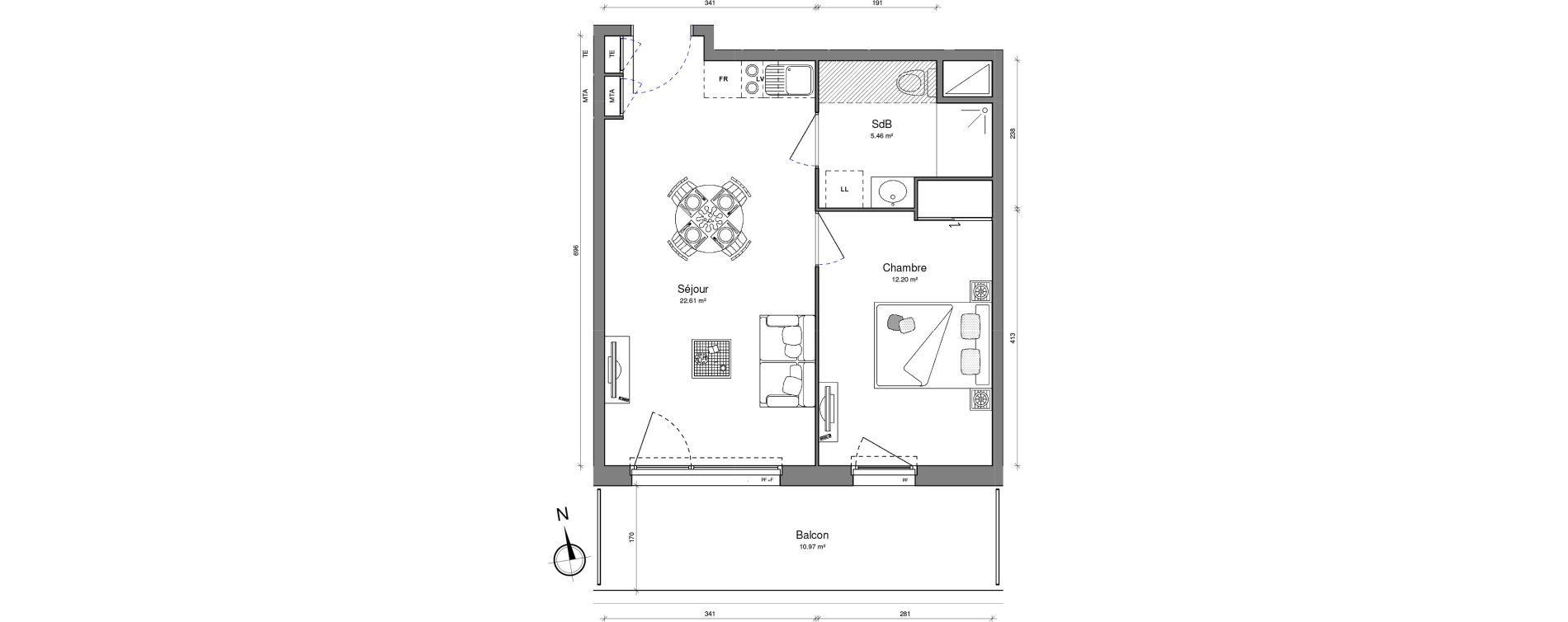 Appartement T2 de 40,27 m2 &agrave; Brest Lambezellec