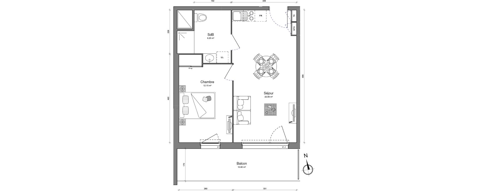 Appartement T2 de 41,21 m2 &agrave; Brest Lambezellec