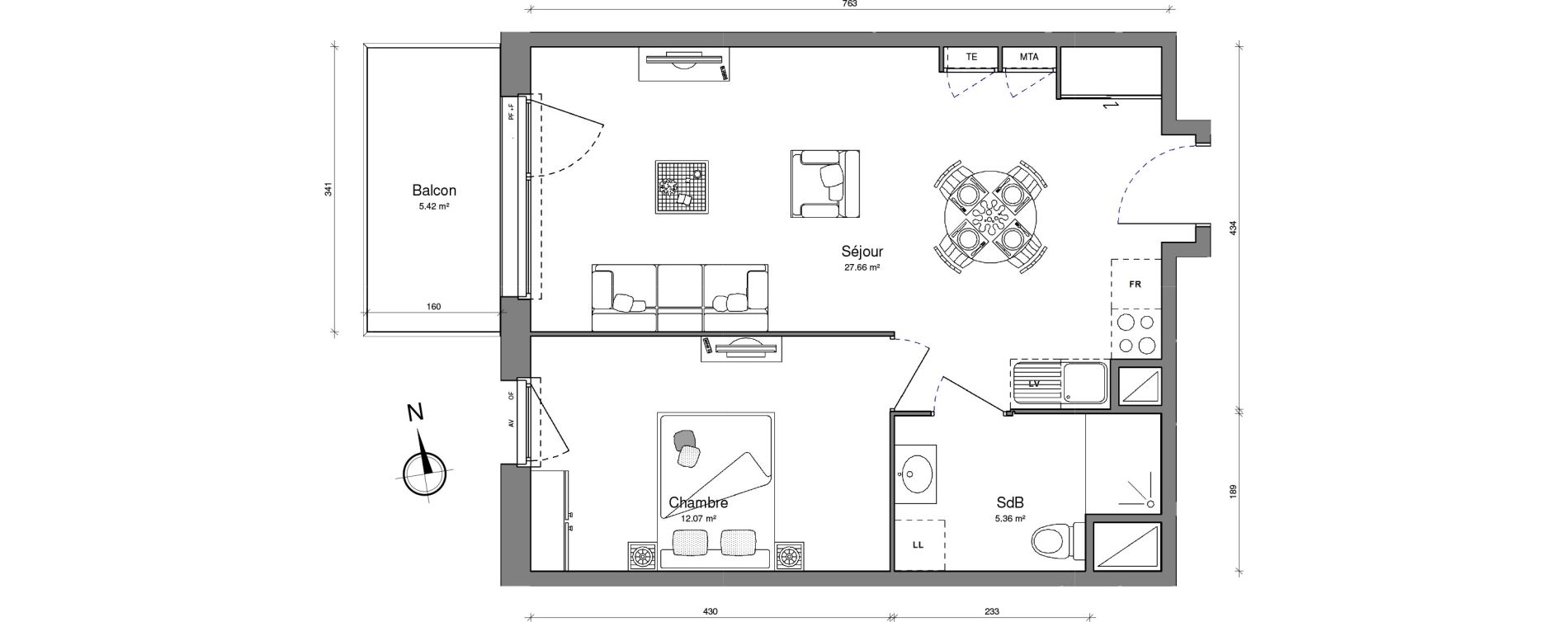 Appartement T2 de 45,09 m2 &agrave; Brest Lambezellec